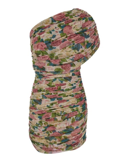 Saint Laurent Multicolor One Shoulder Mini Dress