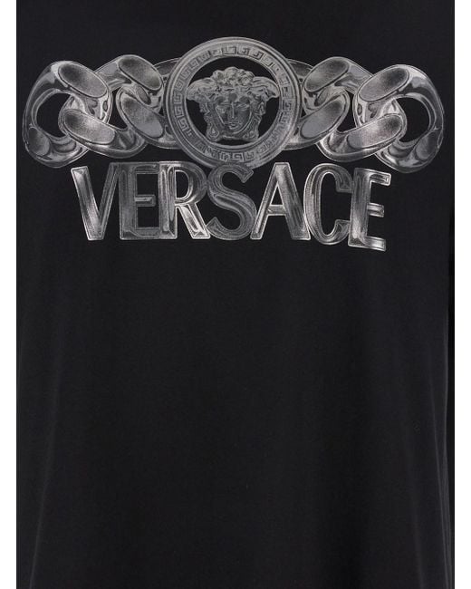 Versace Black T-Shirt With Printed Logo for men