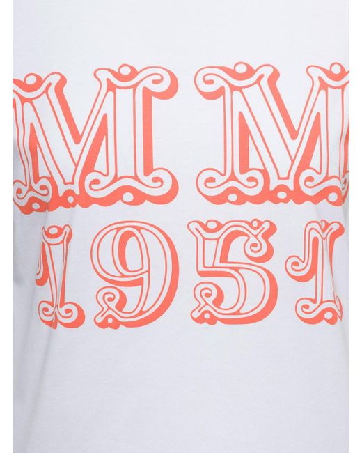 Max Mara White T-Shirt With Logo Print On The Chest