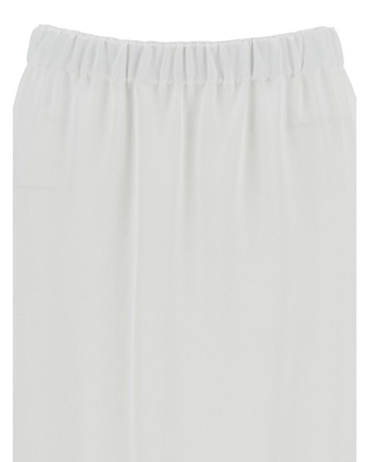 Fabiana Filippi White Long Skirt With Split And Elastic Waistband