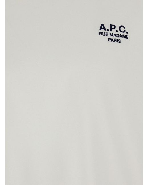 A.P.C. White Crewneck T-Shirt With Logo Embroidered On The Front for men