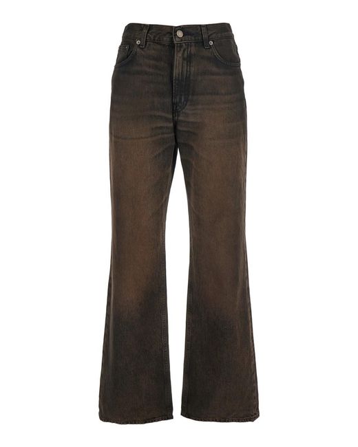 Haikure Gray 'Korea' Jeans With Wide Leg And Logo Patch On The Rear I
