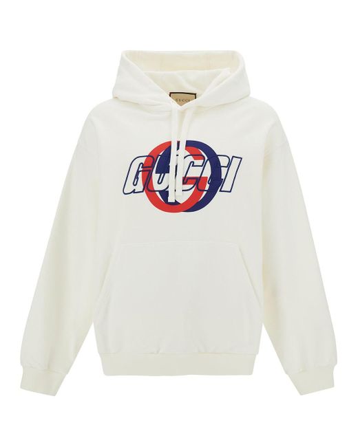 Gucci White Hoodie With Interlocking G Print for men