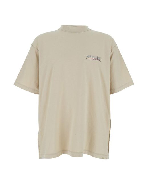 T-Shirt Girocollo 'Inside-Out' Con Logo Ricamato Sul Petto di Balenciaga in White da Uomo