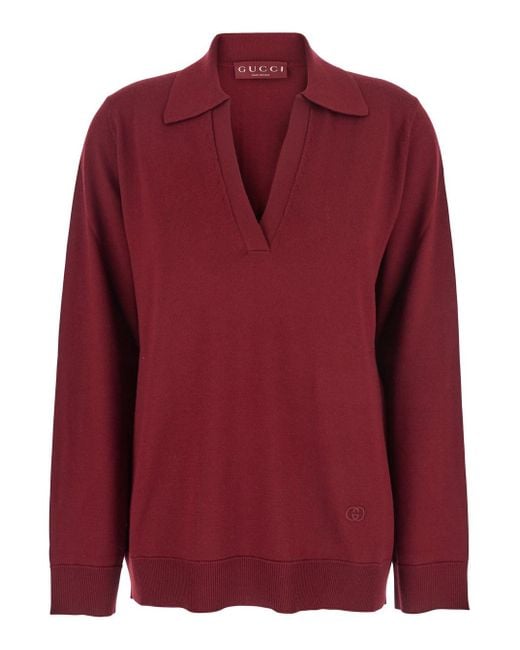 Gucci Red Polo Merino Oversize