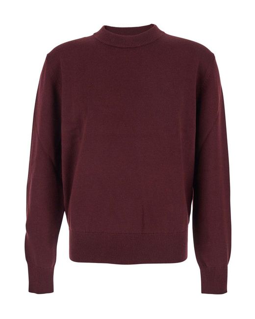 sunflower Red Crew Neck Sweater With Dropped Shoulder for men