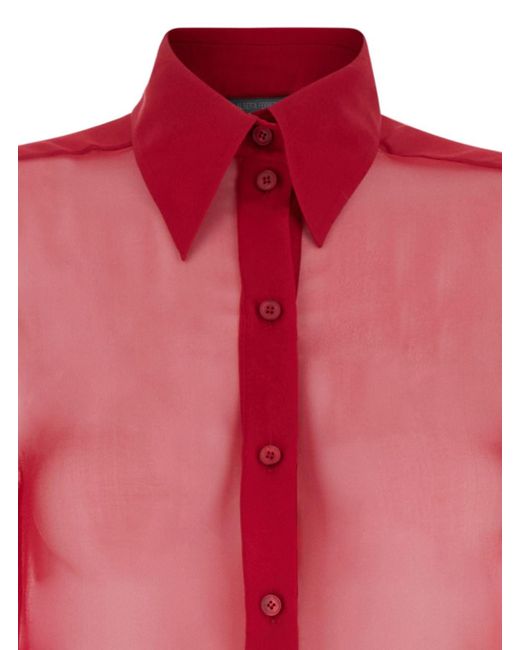 Camicia Con Colletto A Punta di Alberta Ferretti in Pink