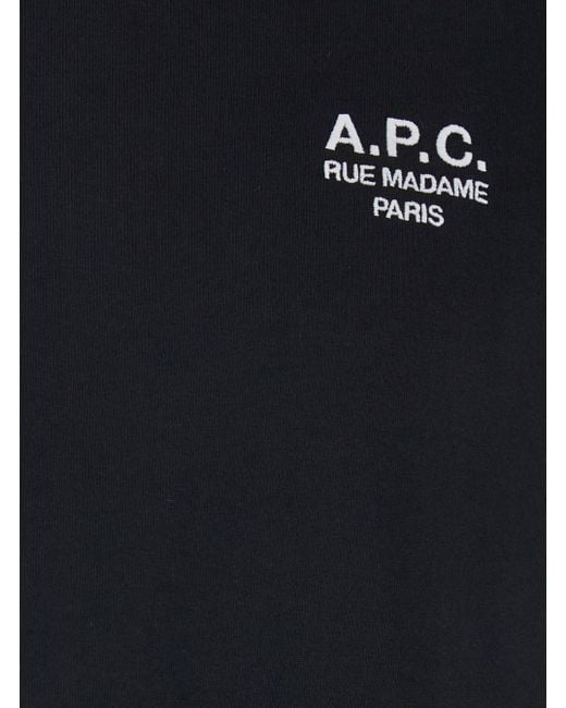 A.P.C. Black Crewneck T-Shirt With Logo Embroidered On The Front for men