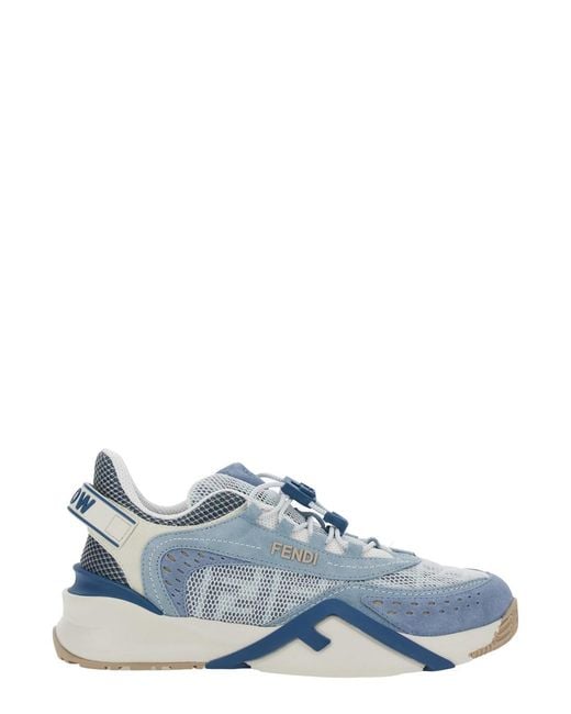 Fendi Blue Flow' Sneakers With Logo Lettering On Side And Back