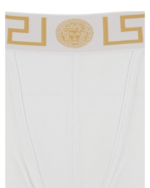 Slip Con Vita Elasticizzata Con Motivo Greca di Versace in White da Uomo