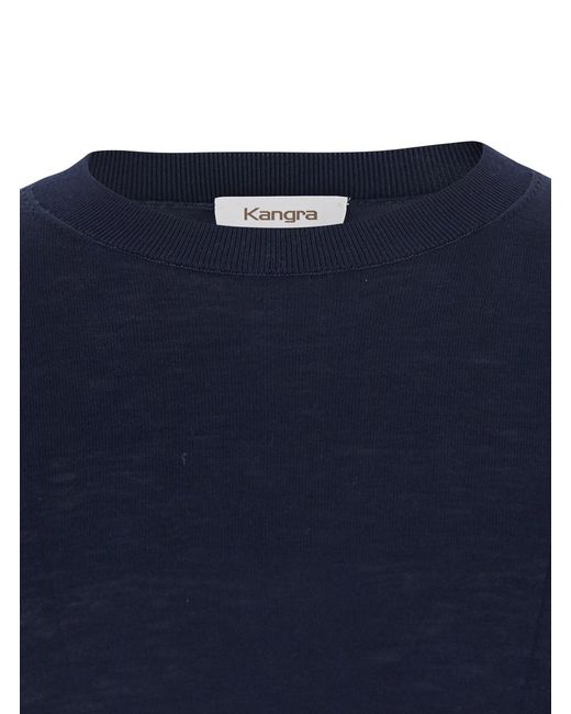 Kangra Blue Crewneck Sweater With Ribbed Finishes for men