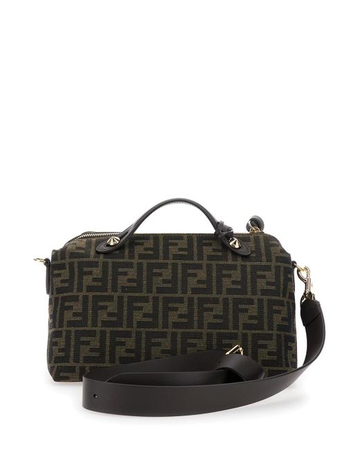 Fendi Black 'By The Way Medium' Handbags With All-Over Ff Pattern And
