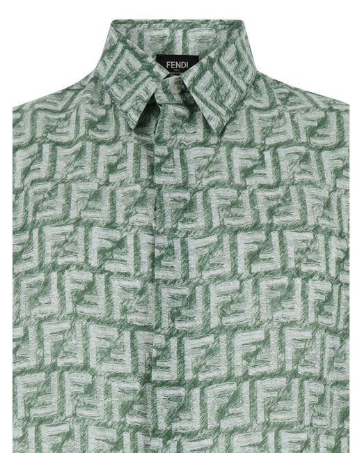 Fendi Green Shirt With Ff Print for men