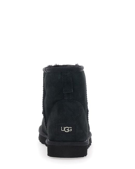 Ugg Black 'Classic Mini' Ankle Boots With Logo Patch On The Back And F for men