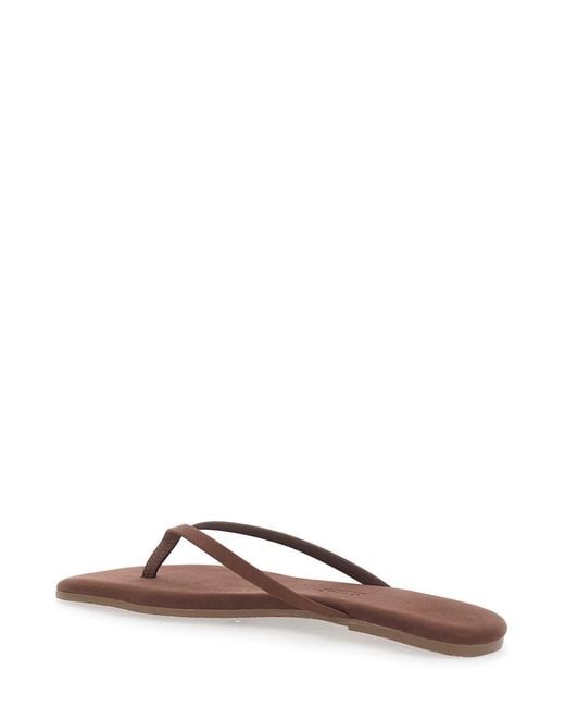TKEES Brown 'Lily' Flip-Flop Sandals With Square Toe
