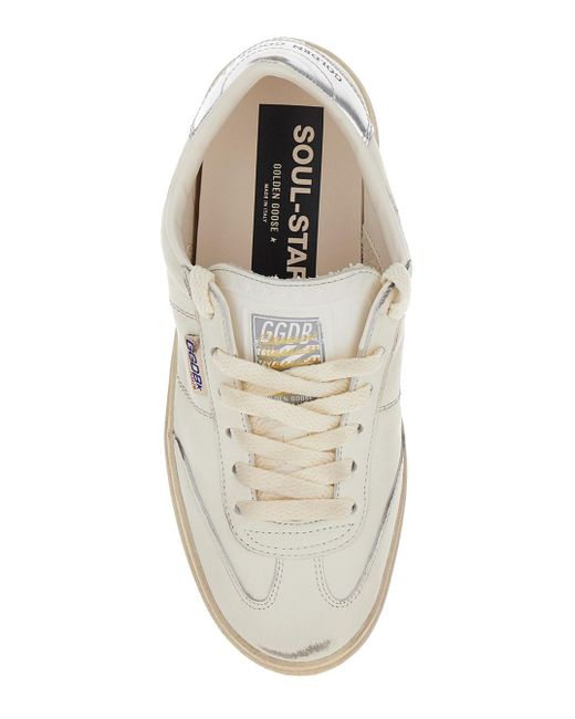 Golden Goose Deluxe Brand White 'Soul Star' Low Top Sneakers With Metallic Heel Tab