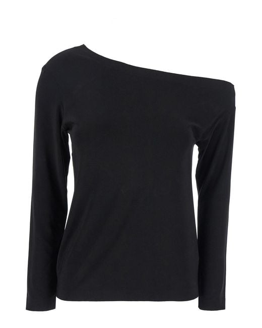 Norma Kamali Black Top Off-Shoulder Stretch-Tech