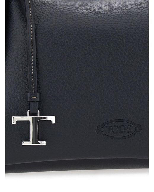 Tod's Black Shoulder Bag With T Plaque On The Front And Adjustable And Removable Strap