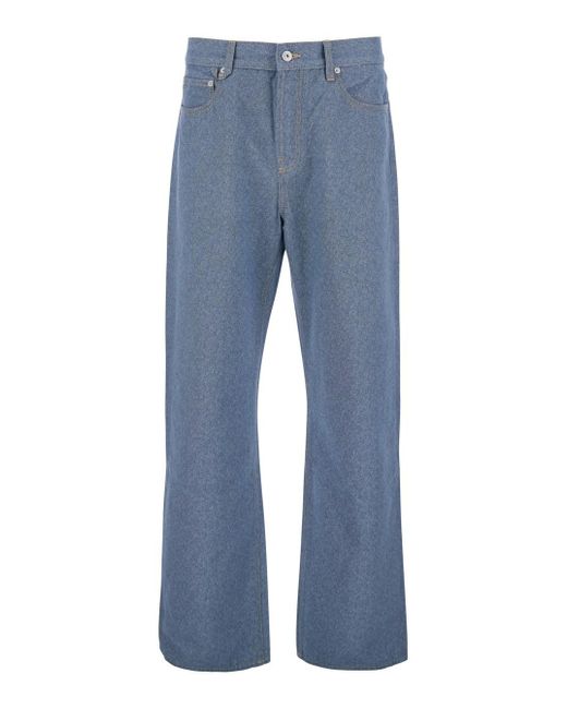 Jeans 'Le De-Nimes Droit' A Cinque Tasche Con Logo Ricamato di Jacquemus in Blue da Uomo