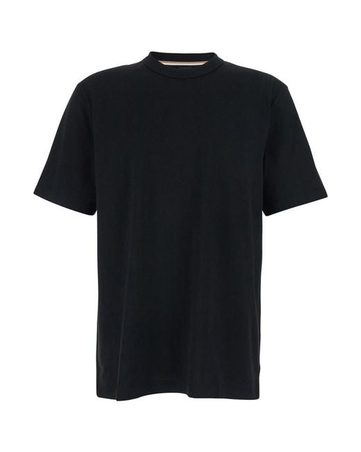 Boss Black T-Shirt With Logo Lettering Embroidery On The Front In for men