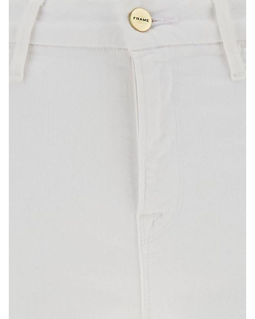 FRAME White 'Mini Boot' Flared Jeans With Branded Button