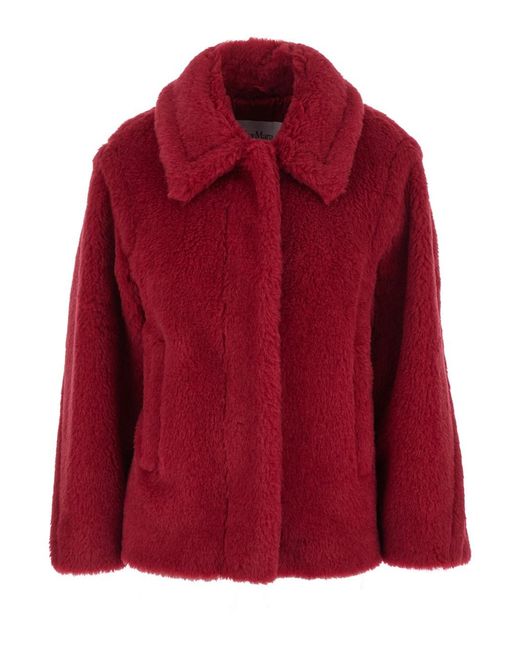 Max Mara Red 'Triton' Coat With Oversized Classic Collar