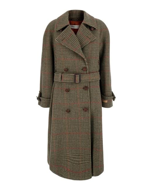 Golden Goose Deluxe Brand Green Journey W's Trench Coat With Prince Of Wales Window And B