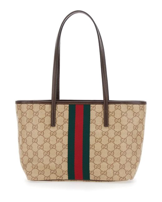 Gucci White 'Essence' Tote Bag With Two Top Handles And Automatic Button Closure