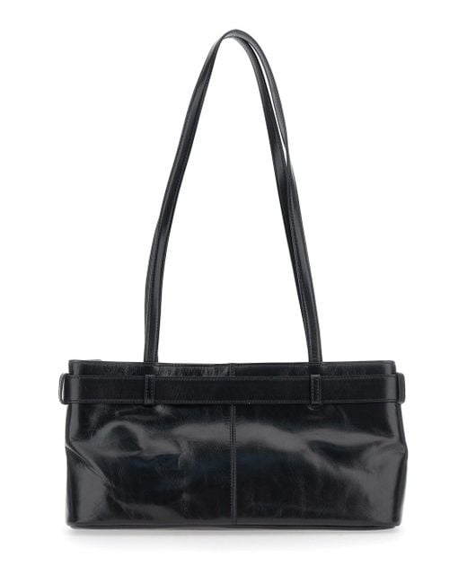 OSOI Black Shoulder Bag With Belt Detail And Pendant Keys