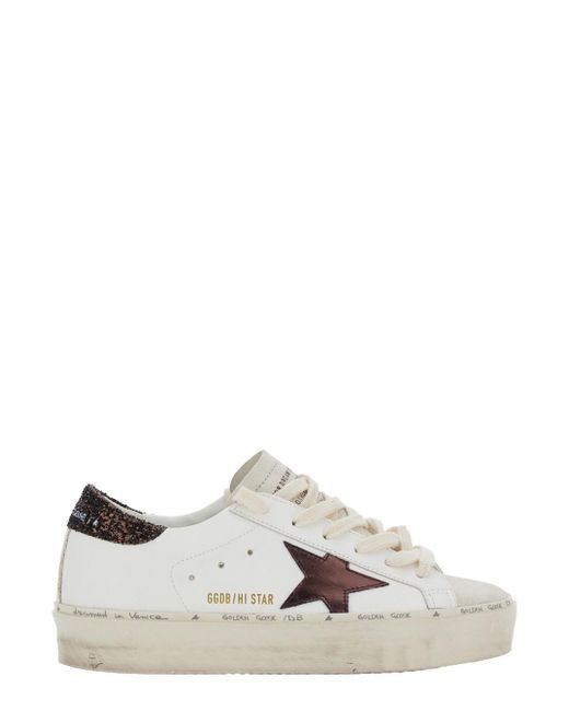 Sneaker 'Hi Star' Low Top Con Patch Stella Con Glitter E di Golden Goose Deluxe Brand in White