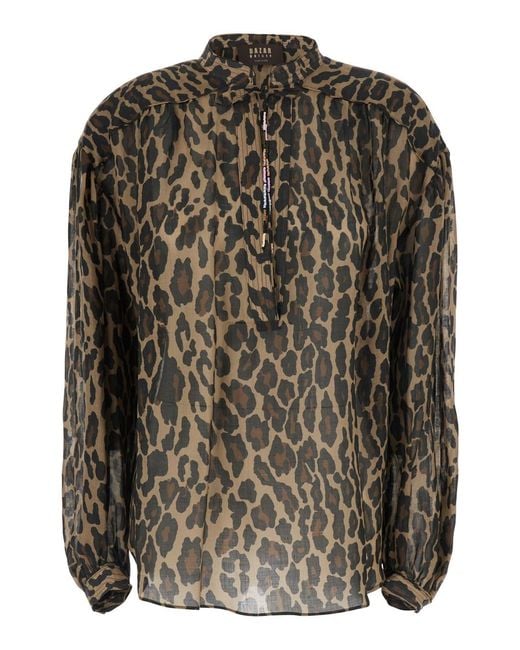 Bazar Deluxe Black Shirt With Leopard Motif All-Over