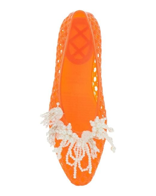 HEAVENLY JELLY Orange 'Muse' Ballet Shoes With Beaded Details