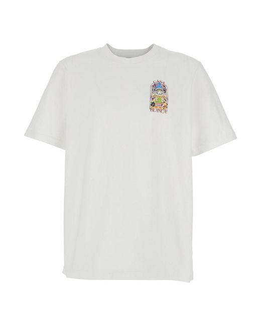Casablanca White Crewneck T-Shirt With Logo Detail On The Front And Maxi Logo On The Rear for men