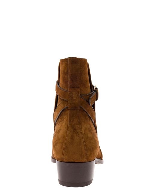 Saint Laurent Brown 'Jodhpur Wyatt' Boots With Belt for men