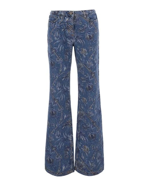Etro Blue Printed Jeans With 100% Cotton