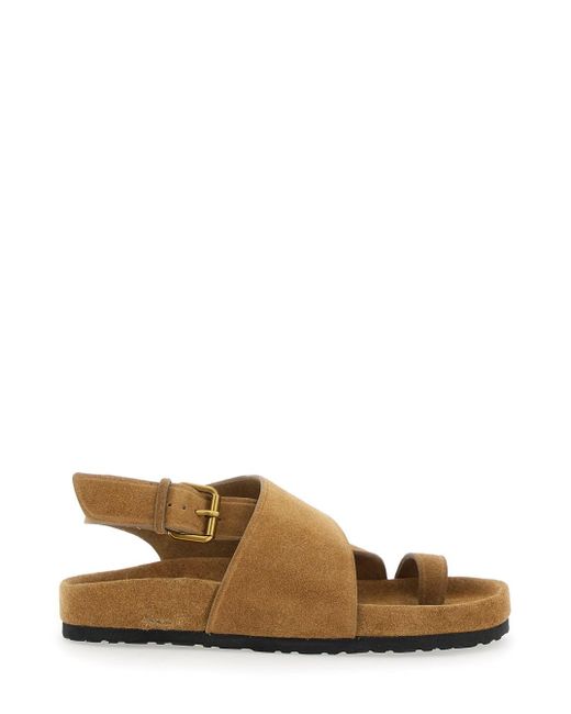 Soeur Brown 'Domani' Sandals With Rear Buckle Closure And Criss-Crosse