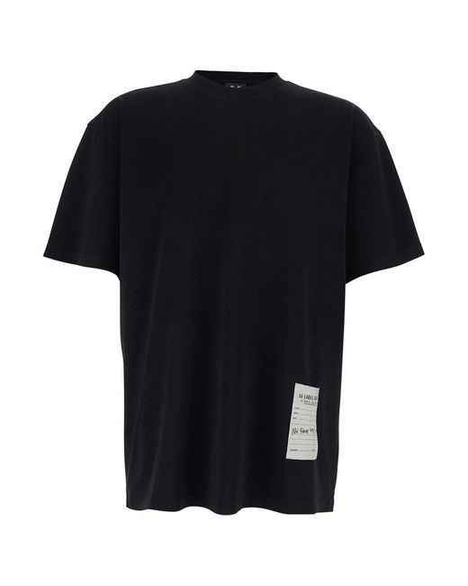 44 Label Group Black Crew Neck T-Shirt With Logo On Front And Back In for men