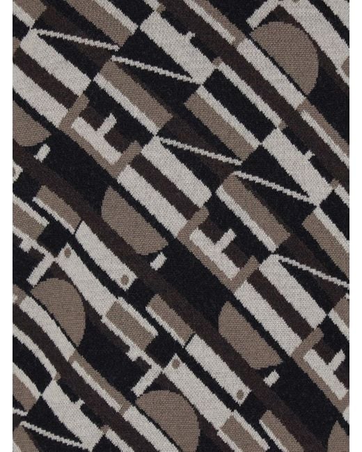 Fendi Black Crewneck Sweater With All-Over Geometric Motif for men
