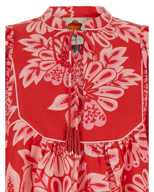 Farm Rio Red Flora Tapestry Mini Dress