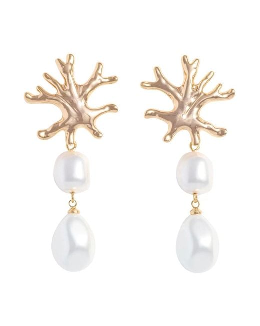 Self-Portrait White Coral Pearl Earrings