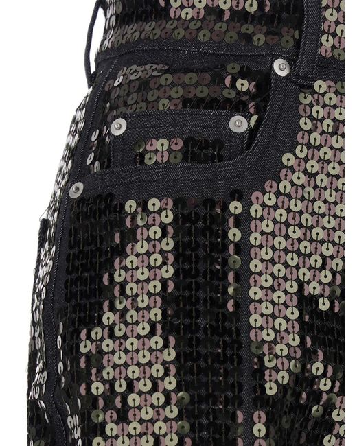 Rick Owens Black Bolan Jeans Flared With Wide Leg And All-Over Sequins