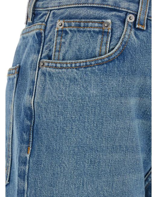 Haikure Blue 'Korea' Jeans With Wide Leg And Logo Patch On The Rear In
