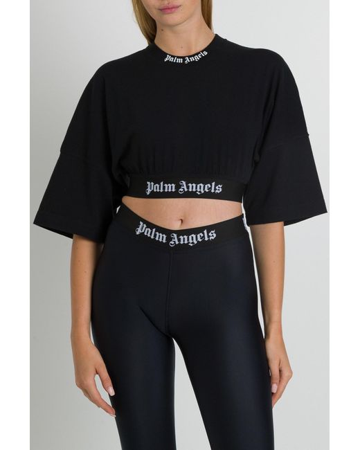 Palm Angels Cropped Logo Over Tee in 