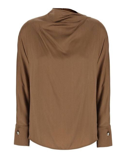 Max Mara Brown Shirt With Collar And Long Sleeves