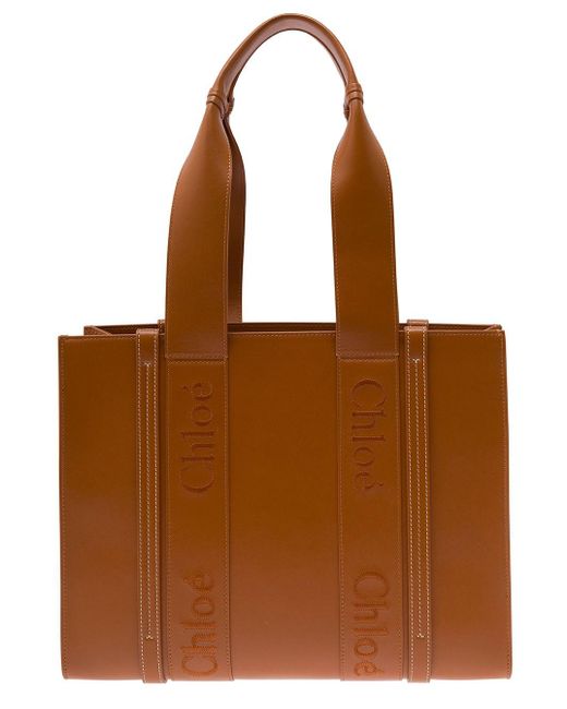 Chloé Brown 'Woody' Tote Bag With Tonal Logo Detail