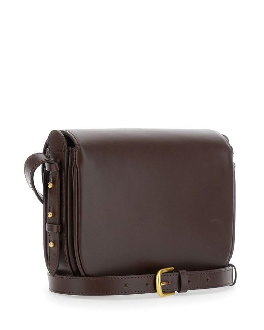 Soeur Brown 'Bellissima Mini' Crossbody Bag With Logo Detail On The Fr