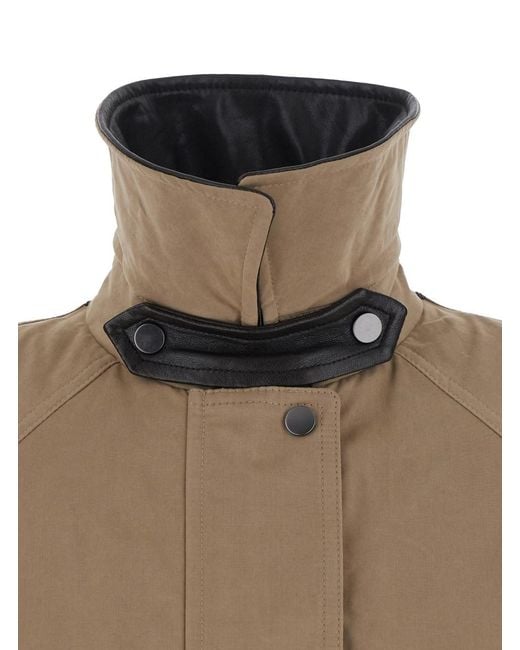 Brunello Cucinelli Brown Jacket With Leather Collar