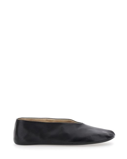 The Row Black 'Stella' Ballet Shoes With Slip-On Style And Almond Toe