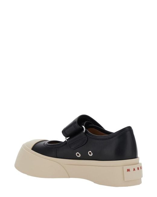 Marni White 'Mary Jane' Sneaker With Hook And Loop Closure And Logo On