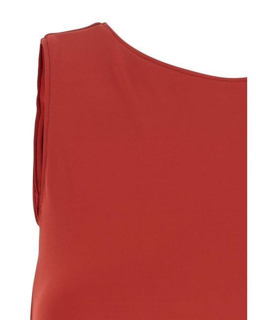 Max Mara Pure Red 'Pania' Long Dress With V-Neck